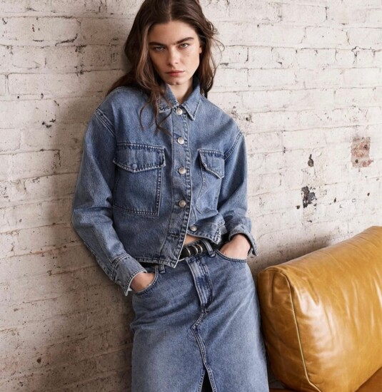 Rag & Bone Jaiden Denim Shirt Jacket in a lightweight rigid denim. Found Objects, Birmingham; shopfoundobjects.com.