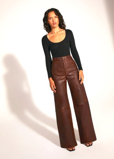 The Mischa Super High Rise Wide Leg in Chocolate Leather by Favorite Daughter  — perfection. Shopfavoritedaughter.com.