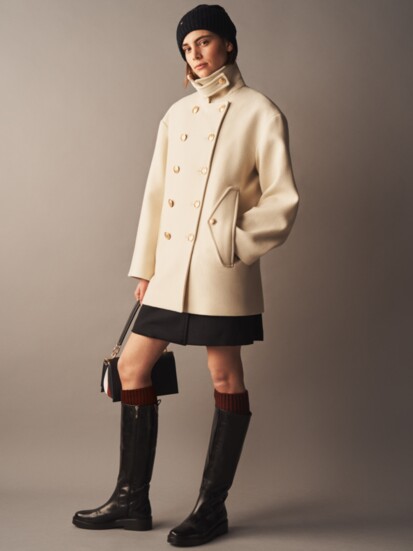 Tommy Hilfiger Naval Pea Coat in Ivory. Usa.tommy.com.