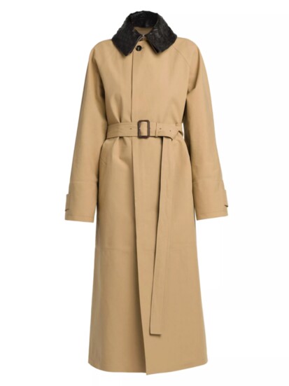 Bottega Veneta Cotton Trench With Intrecciato Collar, $4700, kirnazabete.com