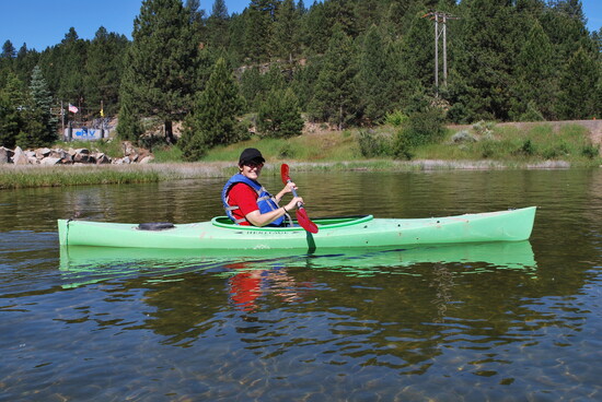 Pamela paddles near the Water's Edge Resort PC: Lance Thompson