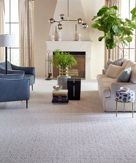 A modern twist on classic design—this carpet features a bold chevron pattern. It's Bright Side from the Perfect Home Style Statements collection.