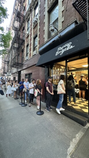 The line outside their PopUp Bagels collaboration in May.