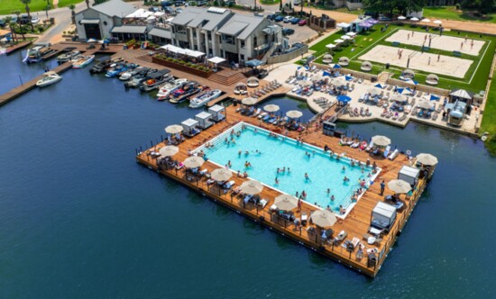 Floating pool: Image Provided by The Club at Horseshoe Bay