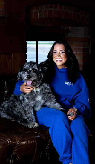 Classically Trained Pastry Chef Callahan LaPorta with Junie B from Happy Paws Haven 