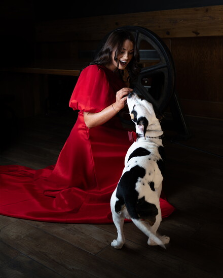 Classically Trained Pastry Chef Callahan LaPorta with Junie B from Happy Paws Haven 