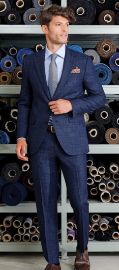 Canali: Wool & cashmere ocean blue plaid suit
