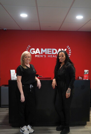 Megan Reinhart (on left), Gameday Newtown clinical director and Maria Pantoja, medical assistant.