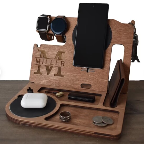 Personalized Wooden Charging Station- A landing zone for all the essentials! etsy.com