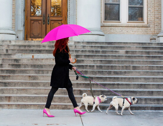 Rainy days call for bright color, playful confidence and a fabulous pair of heels. Photo Credit Clayton Jenkins