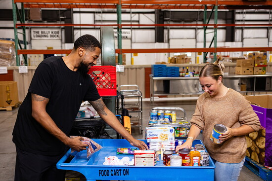 Volunteer responsibilities include sorting donated items, packing food boxes, distributing food at Mobile Pantries and helping at special events
