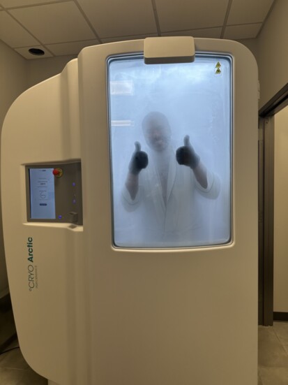 The cryotherapy chamber.