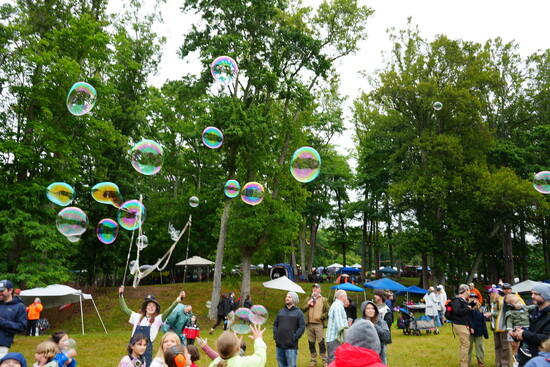 Festival attendees enjoying Bubbles by the Burg!