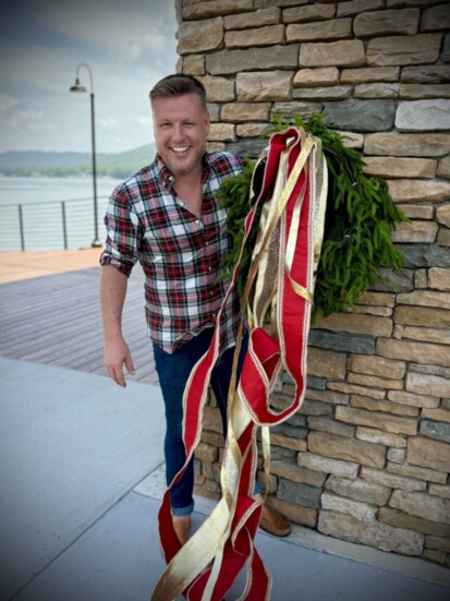 Josh Manis poses with some fabulous ribbon.