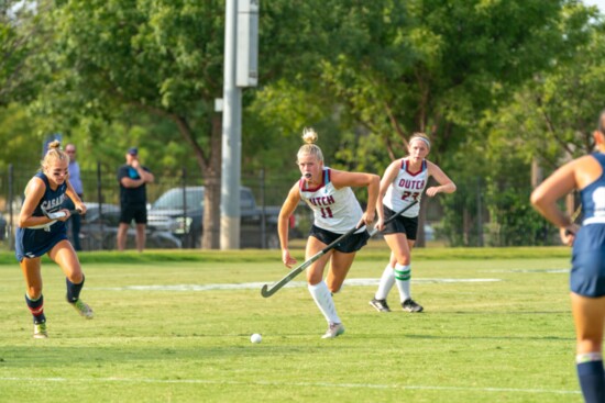 Lauren Roberds races for a shot in a field hockey game against Casady School in Oklahoma City. 