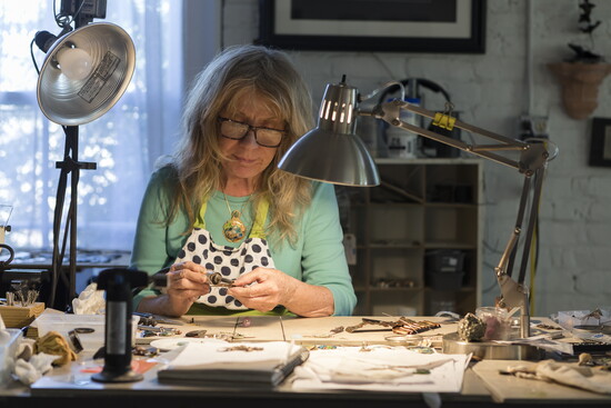 An artist at the McGuffey Art Center. Photo Credit: Stacey Evans. 
