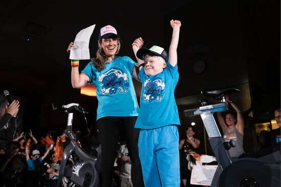 Ryan Wolf Moritz and Reid Moritz at a Cycle for Survival event for Reid's Wolfpack.