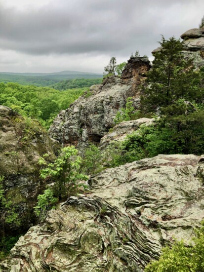 Garden of the Gods, Shawnee National Forest's most-visited attraction. A small, accessible trail leads to awe-inspiring views of ancient rocks & a sea of trees.