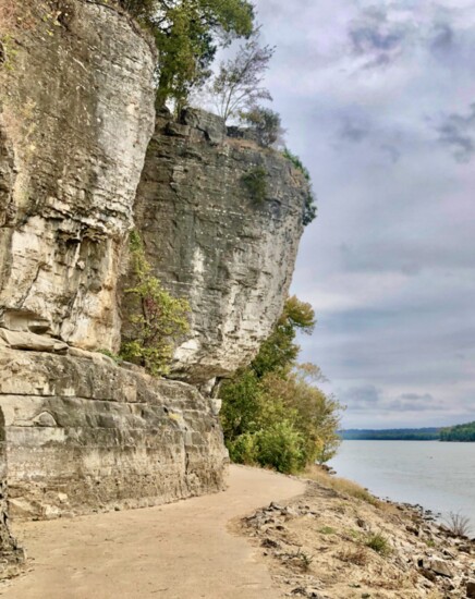 Cliffs at Cave in Rock State Park. Quaint and quiet stops along the Ohio River offer a chance to slow down.