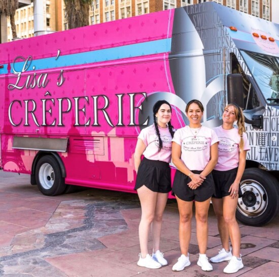 The Crêperie girls in front of the food truck on "The Great Food Truck Race". Photography provided.