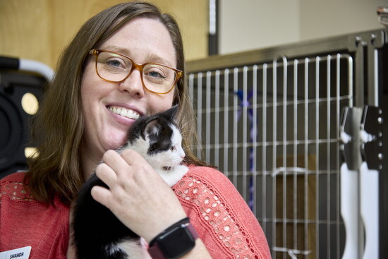Shanda Chroust-Masin with one of CAT's kittens 