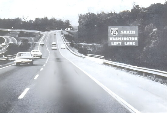 In North Bethesda, I-70S approaches I-270 in 1969.