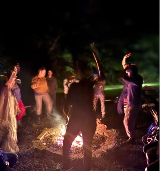 By the fire at the Wild Woman Retreat