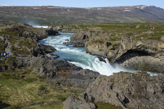 The Godafoss Waterfall is found not far off of Iceland’s Ring Road, which circles the island.