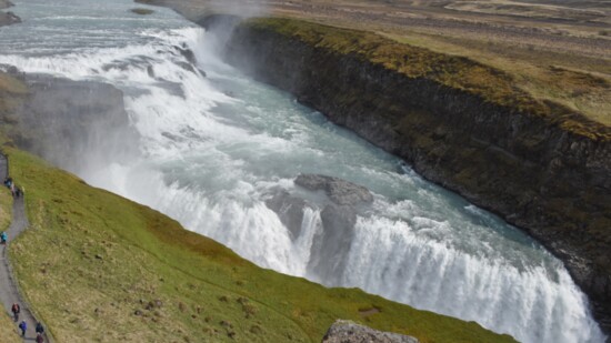 Meaning “Golden Falls,” Gullfoss tumbles 105 feet in two stages. It’s a dramatic spectacle of nature’s power.