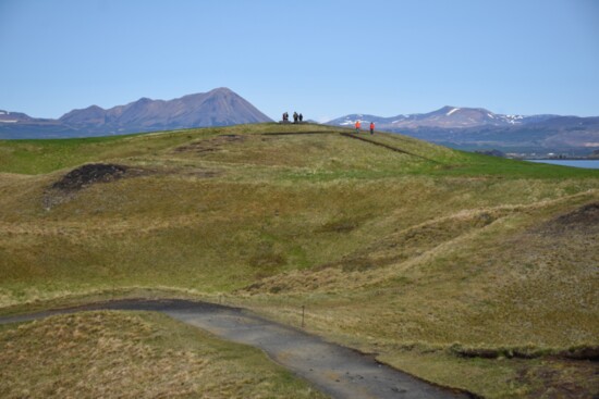 “Pseudocraters” surrounding Lake Myvatn were created by lava flowing over the lake, causing an explosion of steam that breaks through the lava surface.