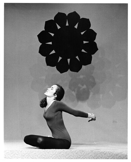 Lilias Folan on the WCET set of "Lilias, Yoga and You" in 1974.