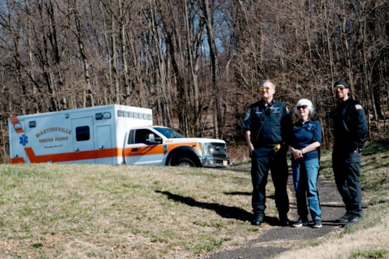 George Nowakowski, JoAnne Bixler (rescue squad president) and John Mopper