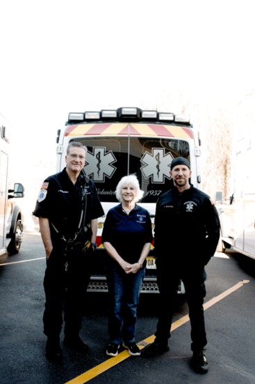 George Nowakowski, JoAnne Bixler (rescue squad president) and John Mopper