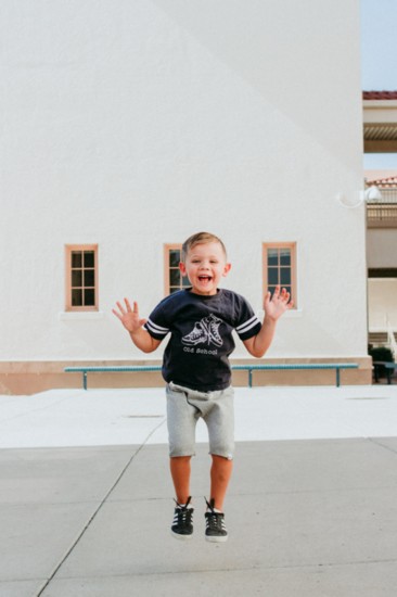 Leo (4), LALAthreads Old School T-Shirt $19.99, Modern Roots Kids Co Gray Harems $28