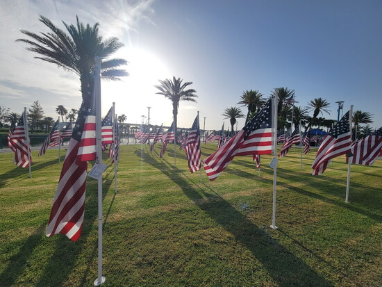 Flags for Heroes at the Riverfront Esplanade in Daytona Beach.
