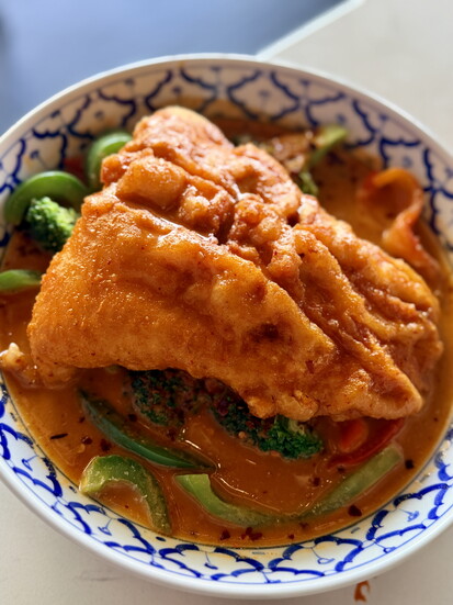 Panang curry with salmon