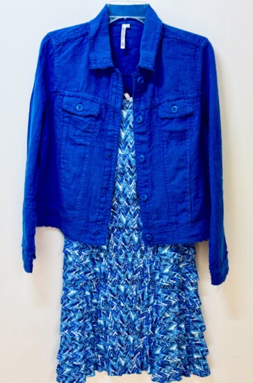 Cha Cha Dress and Linen Jacket in Deep Sea Blue from LuluB.