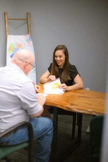 Financial advisor Katie E. Brown with a client