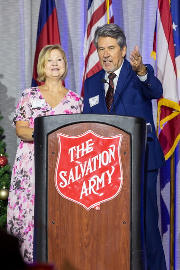 Salvation Army of Southwest Ohio and Northeast Kentucky 2025 Red Kettle Ambassadors Chris O’Brien and Janeen Coyle at the 69th Annual Civic and Awards Luncheon.
