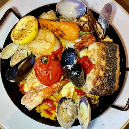 Seafood paella in Spain
