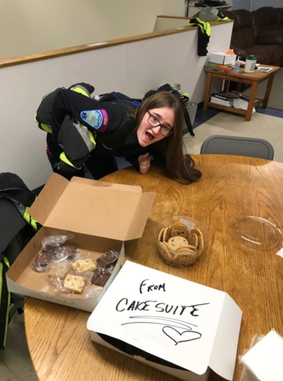 Westport EMS receiving desserts from CakeSuite.