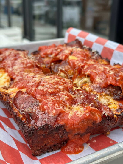 Talula's square gluten-free crust with mozzarella and red sauce is giving grandma pie vibes. (Photo by Talula's)