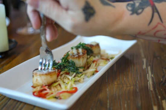 Seared Scallops with an Apple Slaw