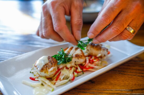 Seared Scallops with an Apple Slaw