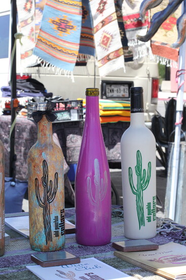 Beautifully decorated wine bottles