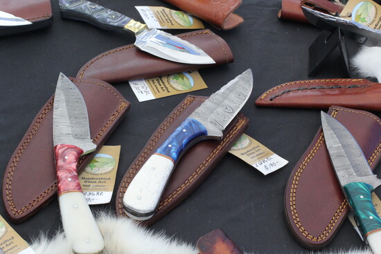 Hand-crafted knives on display