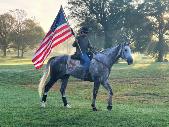 Charlie Lyman at the 2021 Thoroughbred Makeover in Lexington Kentucky with his horse "Be In Charge."
