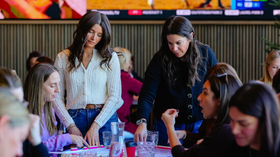 Jessica Prince Erlich and Dana Bernstein, founders of The Haus of Mahj, lead open play mahjong at The Clubhouse.