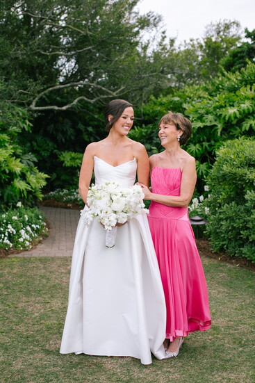 Charlotte Downing Roberts and Nancy Downing at Charlotte's Figure Eight wedding