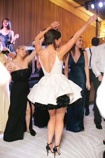 Charlotte's reception dress also designed by Gonzalez 